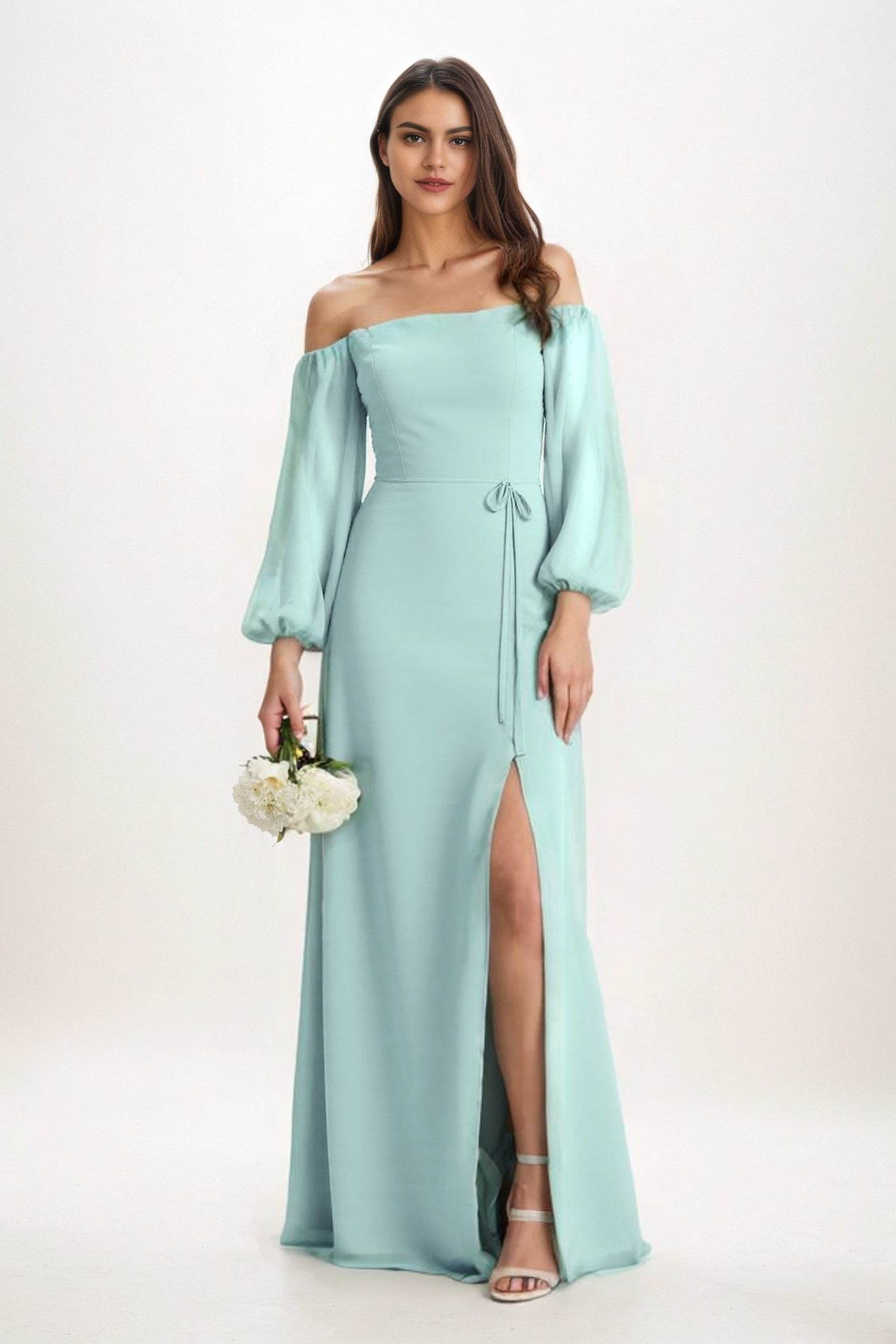 A-Line Maxi Chiffon Bridesmaid Dress CB0847 - COCOMELODY